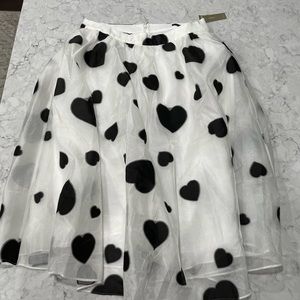 NWT Tulle Black and White Hearts A Line skirt JCrew size 8 Tall